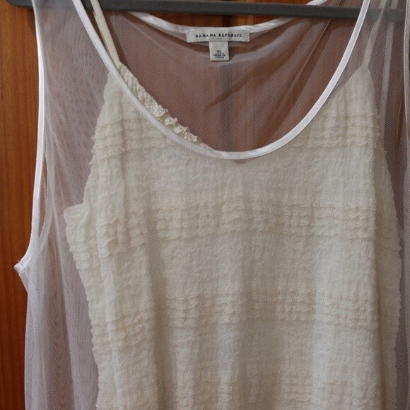 Banana Republic Cream & White Sheer Tank Set Boho Cottagecore LG /XL - Picture 7 of 13